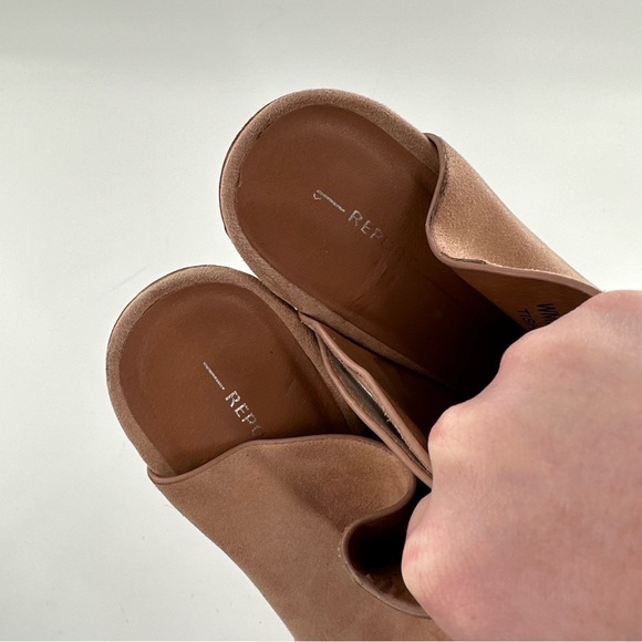 Report Tisha ankle booties 8.5 tan faux leather pointy cap toe slip on mules - Picture 9 of 13